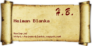 Heiman Blanka névjegykártya